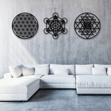 Sacred Geometry Wall Art  Sri Yantra Flower of Life