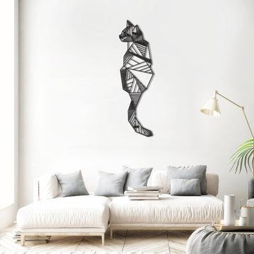 Geometric cat wall art