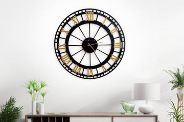 Black Rome Metal Large Wall Clock