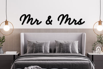 Mr & Mrs Wall Sign Above Bed Decor