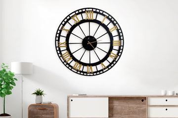 Black Rome Metal Large Wall Clock