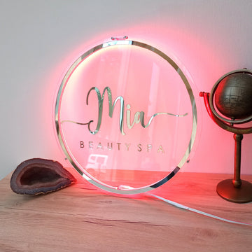 Mirror Logo Sign Business Neon Lights