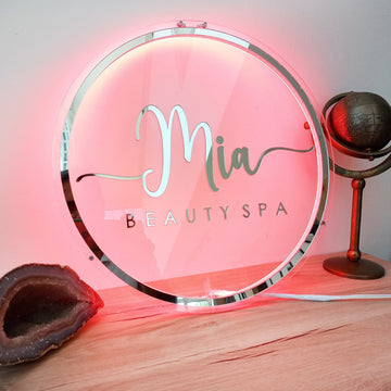 Mirror Logo Sign Business Neon Lights