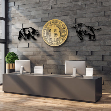 Bitcoin metal wall art set of 3